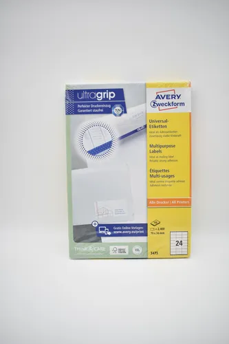 AVERY Zweckform 3475 Adressaufkleber - 2.400 selbstklebende Etiketten 70x36mm, optimale Druckereinzugstechnologie und umweltfreundliches FSC-Papier