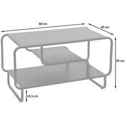 MCW Couchtisch MCW-O49, Stilvoller Industrial-Look mit Stauraum - Couchtisch im modernen Industrial-Look aus robustem Stahl, mit drei Ablagen für Ordnung und abgerundeten Kanten für Sicherheit – ideal für stilbewusste Haushalte.