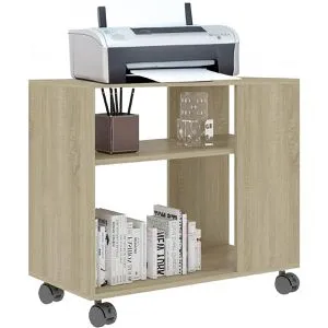 vidaXL Beistelltisch mit 2 Ebenen und 4 Rollen - Beistelltisch fürs Wohnzimmer, elegantes Design aus Holzwerkstoff, stabil und langlebig, mit praktischen Rollen für einfache Mobilität.