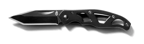 Gerber Taschenklappmesser mit glatter Klinge und Taschenclip, Klingenlänge: 5,4 cm, Paraframe Mini Tanto Folding Clip Knife, Schwarz, 31-003631