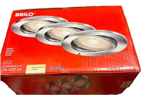 3x Briloner Einbaustrahler Chrom GU10 LED 3x 5W 3x 400lm 3000K Schwenkbar Ø86mm