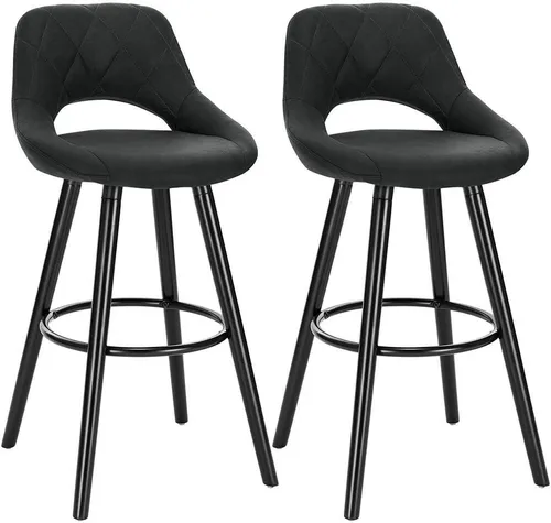 WOLTU Barhocker 2er Set mit Rückenlehne und Fußstütze in schwarz von WOLTU