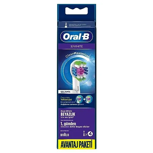 Oral-B 3D White Ersatzbürstenköpfe, zufällige Farbauswahl, 4 Stück