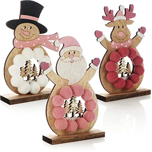 com-four® 3X Holz-Aufsteller für Weihnachten von COM-FOUR