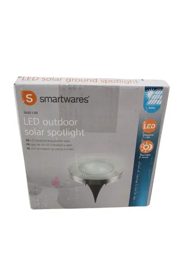 LED Solarstrahler, Edelstahl, Dämmerungssensor, Erdspieß, rund IP44