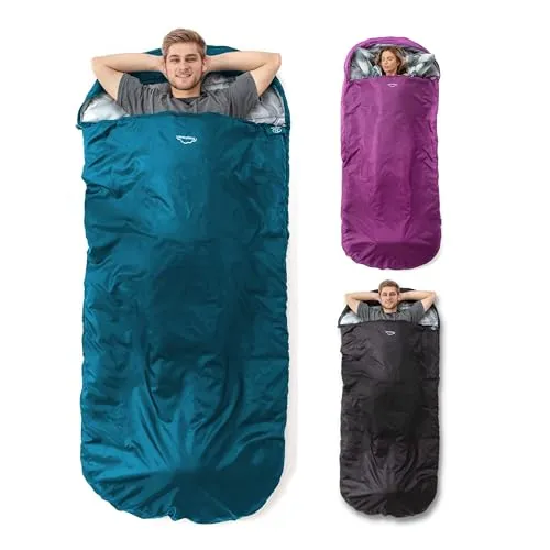 Highlander Sleephaven Schlafsack XL Mumienschlafsack 230x100 cm für viel Bewegungsfreiheit extra breit, warm & weich, leicht & kompakt, 2-Wege-Reißverschluss, für Camping, Outdoor, Trekking, Festival