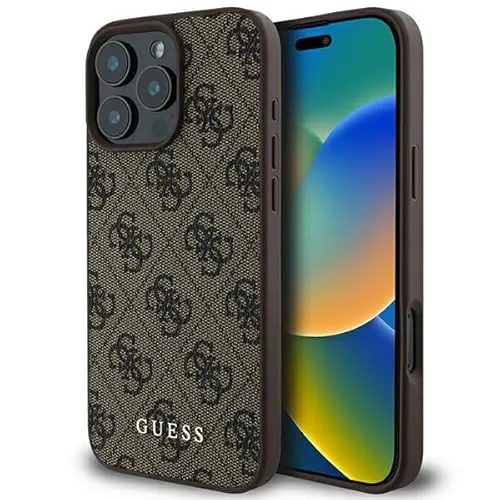 Guess GUHCP16XG4GFBR iPhone 16 Pro Max Hülle - Smartphone Hülle aus robustem Material in elegantem braun, bietet optimalen Schutz und stilvolles Design für dein iPhone 16 Pro Max.