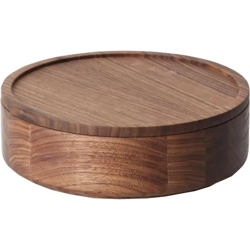 Continenta Walnuss Aufbewahrungsdose mit Deckel - Elegante Aufbewahrungsdose aus massivem Walnussholz, handgefertigt und ideal für die stilvolle Aufbewahrung von kleinen Utensilien. Ø 19 cm, Höhe 6 cm - praktisch und platzsparend.
