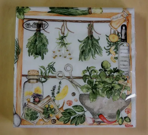 Servietten Kräuter 1 Packung OVP Motivservietten Gewürze Bund Schere Küche 20