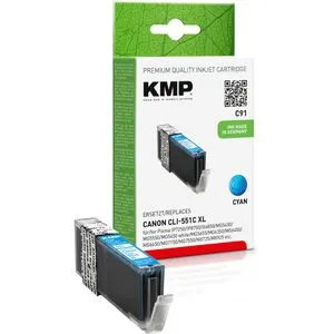 KMP Tintenpatrone für Canon CLI551CXL Cyan - 715 Seiten Reichweite, kompatibel mit Canon Pixma Druckern