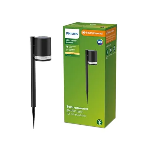 Philips Solar-Sockelleuchte Fyce 1,5W schwarz - Lampen, umweltfreundliche Solar-Technologie für energiesparende Beleuchtung im Garten oder auf der Terrasse
