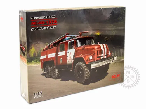 ICM 35519 - 1:35 AC-40-137A, Soviet Firetruck - Detaillierter Bausatz - Produktart: Bausatz, ideal für Modellbau-Enthusiasten und Liebhaber historischer Feuerwehrfahrzeuge.