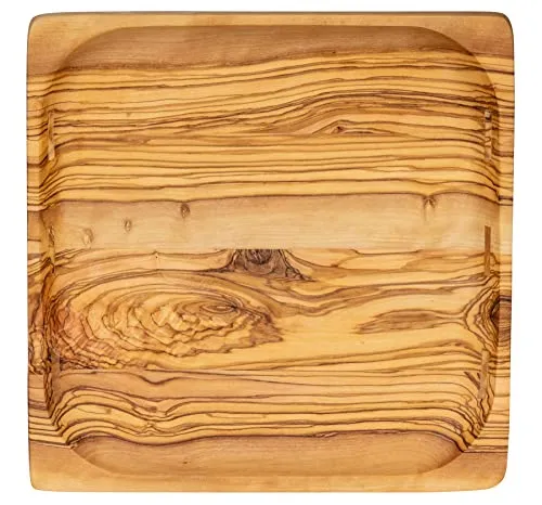 Holzschale Olivenholz 20x20cm – Einzigartige Dekoschale - Dekoschalen aus hochwertigem Olivenholz, handgefertigt und einzigartig in Maserung und Struktur – ideal für Tischdeko oder als Snackschale.