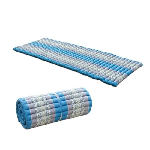 Liegematte Rollmatte Yogamatte 200 x 80 cm Kapok Blau Grau