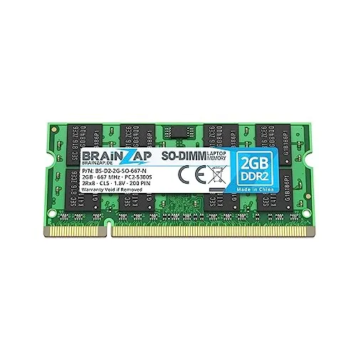 BRAINZAP 2GB DDR2 RAM SO-DIMM PC2-5300S 2Rx8 667 MHz 1.8V CL5 Notebook Laptop Arbeitsspeicher