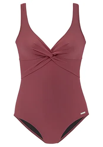 Lascana Damen Badeanzug mit Raffungen und Knoten-Effekt - Stylischer Badeanzug mit modischen Raffungen und Knoten-Effekt. Eingearbeitete Softcups sorgen für optimalen Tragekomfort und eine schöne Silhouette. Ideal für den Strand oder Pool! Perfekt für die Bademode-Saison.