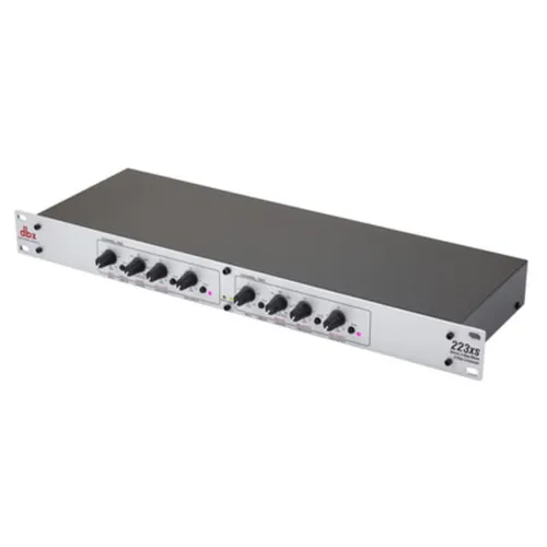 DBX 223 Xs Frequenzweiche - Aktive 2-Wege Stereo oder 3-Wege Mono Frequenzweiche mit 24dB Linkwitz-Riley Filter, ideal für professionelle Audioanwendungen und flexible Klangsteuerung.