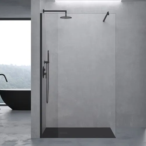 doporro Duschwand für Dusche – Elegante Duschabtrennung aus Sicherheitsglas - Duschwände aus ESG Sicherheitsglas mit NANO-Beschichtung, variabler Wandabstand von 700-1200 mm, einfache Montage und ideales Design für Ihr Badezimmer.
