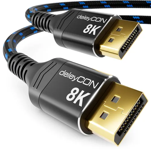 deleyCON deleyCON 0,5m DisplayPort Kabel 1.4 8K@60Hz 4K@165Hz UHD WQHD HDR für Video-Kabel