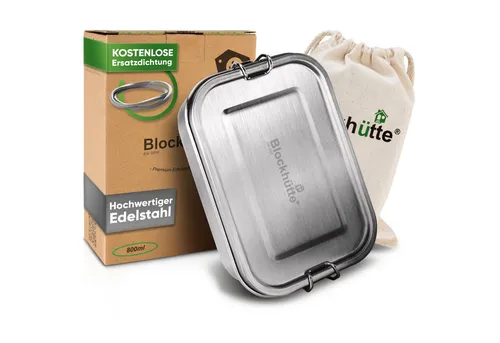 Blockhütte Lunchbox - Hochwertige Edelstahl Brotdose 800 ml, auslaufsicher und backofenfest, ideal für nachhaltigen Transport von Lebensmitteln