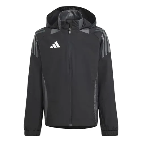 adidas Performance Tiro 24 Competition Kinder Regenjacke mit Kapuze - Regenjacke für Kinder, atmungsaktiv und super bequem, ideal für aktive Kids. Mit Kapuze und praktischen Zipper-Taschen für zusätzlichen Stauraum.
