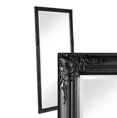 LC Home Barock Wandspiegel 180x80 cm (Schwarz) - Eleganter Ganzkörperspiegel im Antik-Stil, vielseitig montierbar. Der lackierte Holzrahmen und die facettierte Spiegelfläche verleihen jedem Raum einen Hauch von Luxus.