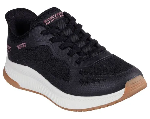 SKECHERS BOBS SQUAD 4 Slip-On Sneaker für Damen, Gr. 35, schwarz - Sportliche Slip-On Sneaker mit atmungsaktivem Mesh und Memory Foam für höchsten Tragekomfort. Ideal für Freizeit und Alltag.