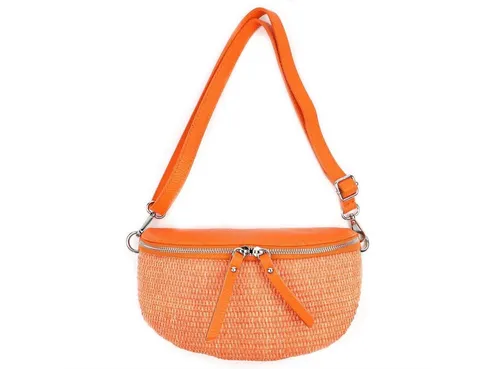 ITALYSHOP24 Bauchtasche Damen Basttasche Schultertasche CrossBody CrossOver Umhängetasche, als Bodybag Brusttasche Hüfttasche Gürteltasche Sommer Tasche