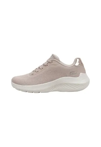 Skechers Bobs Squad Waves Current Look Damen Sneaker - Hellbraun (Taupe) - Leichte Damen Sneaker mit netzartigem Obermaterial und Memory-Foam Decksohle. Ideal für Freizeit, Sport und Beruf, bieten sie optimalen Komfort und eine stoßdämpfende Zwischensohle.