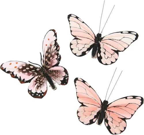 Rico Design Schmetterling mit Clip Dekostecker Frühling Set Dekofigur Tischdeko Fensterbank Garten Dekoaccessoire Schmetterlingsclip Kreatives Basteln Frühlingsdeko Innenbereich Altrosatöne