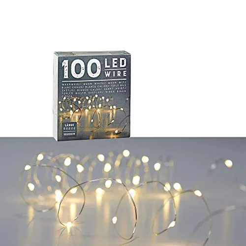 Cepewa 100 LED Lichterkette Mikro 1000 cm warmweiß Weihnachtsbeleuchtung Leuchtdraht (1 x 100 LED Mikro Lichterkette)