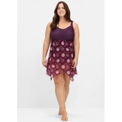 Badekleid SHEEGO BY JOE BROWNS, Damen, Gr. 52, Cup C, lila (beere, gemustert), Elasthan, Badeanzüge