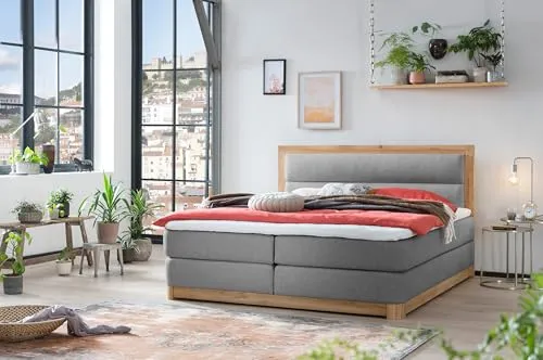 Belanoti Age Boxspringbett 160x200 mit 7-Zonen Taschenfederkern - Entdecken Sie das Belanoti Age Boxspringbett 160x200, gefertigt aus hochwertigem Eichenholz. Inklusive Visco-Topper für optimalen Liegekomfort. Lieferung frei Bordsteinkante und einfacher Aufbau.