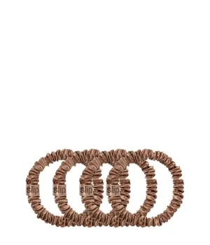 Slip Silk 100% Maulbeerseide Haargummi Set - 4 Schonende Scrunchies in Kastanienbraun - Haargummis aus 100% Maulbeerseide, die Haarbruch vermeiden und Frisuren sanft halten. Ideal für alle Haartypen und ein luxuriöses Styling-Accessoire.