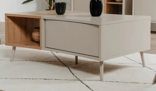 Furn.Design Couchtisch Sena – Moderner Ziertisch in Kaschmir/Sand und Eiche Artisan