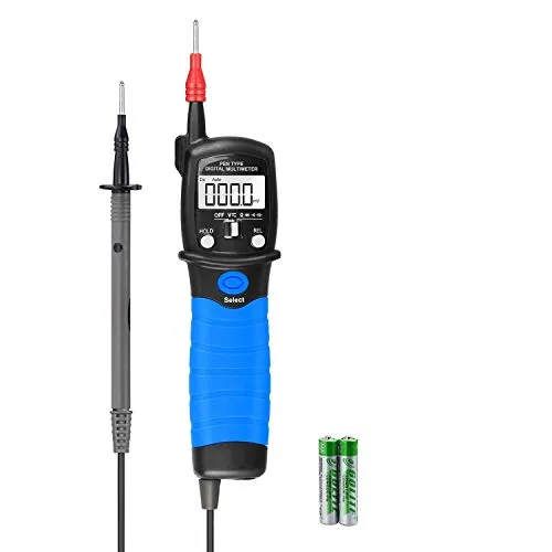 Digital Multimeter Durchgangsprüfer Spannungsprüfer, 6000 Counts Stromprüfer AP-38C Duspol Spannungsprüfer Ohmmeter AC/DC Voltmeter/Widerstand/Diode/Kapazität, Datenhaltung & Taschenlampe(Blau)