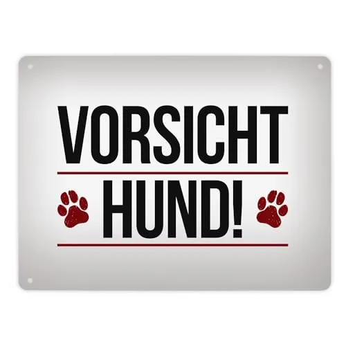 Metallschild XL mit Spruch: Vorsicht Hund!