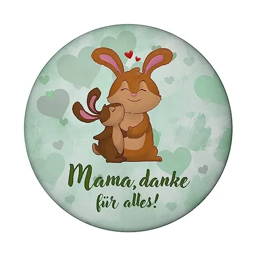 Mama, Danke für Alles Magnet rund rund mit niedlichem Hase Dekoration für Kühlschrank und als kleines Dankeschön an die Beste Mutti zu Muttertag von der Familie oder den Kindern