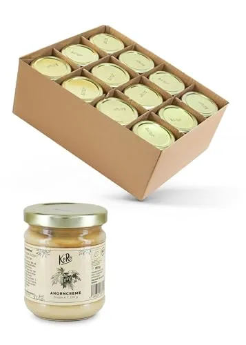 KoRo - Bio Ahorncreme 12 x 250 g - Süßer Brotaufstrich - Aus Ahornsirup von Kanada - Vegan - Purer Genuss auf Pancakes, in Kaffee oder Tee