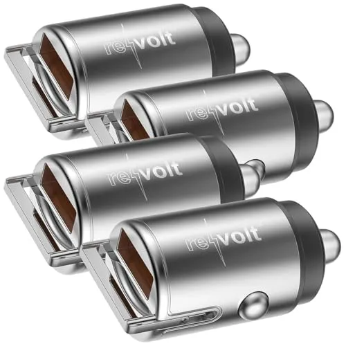 revolt Kfz Ladegerät 12V: Micro-Kfz-Schnell-Ladegerät mit USB-C PD & USB-A QC, bis 65W, 4er-Set (Laptop Ladegerät Kfz, Handy Zigarettenanzünder)
