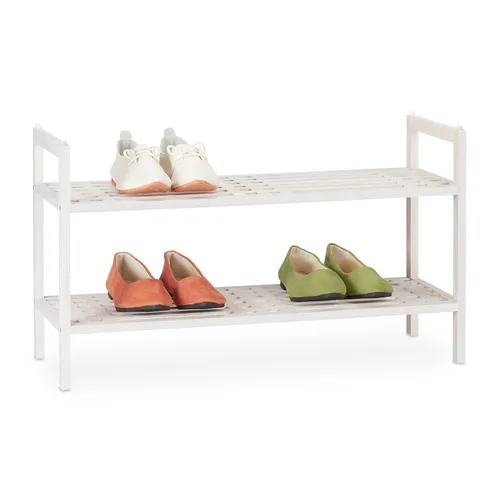 Schuhregal Schuhablage 2 Ebenen Walnuss - Praktisches Schuhregal mit 2 Ebenen, ideal zur platzsparenden Aufbewahrung Ihrer Schuhe. Stilvolles Design in Walnuss-Optik für jedes Zuhause.
