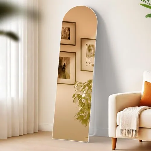 CLP Moline Spiegel groß, vielseitiger Stand- und Wandspiegel - Standspiegel und Wandspiegel in einem, ideal für Schlafzimmer oder Flur. Robuster Metallrahmen in Weiß matt für sicheren Halt und moderne Raumwirkung.