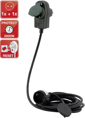 REV Verlängerungskabel Powersplit H05RR-F 10 m schwarz - Verlängerungskabel, 10 m Länge, robust und flexibel, ideal für den Innen- und Außenbereich.