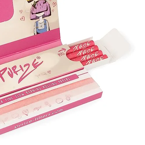 PURIZE® Papes’n’Tips PINK - 32 Xtra Slim Size Longpapers + 16 Aktivkohlefilter Xtra Slim