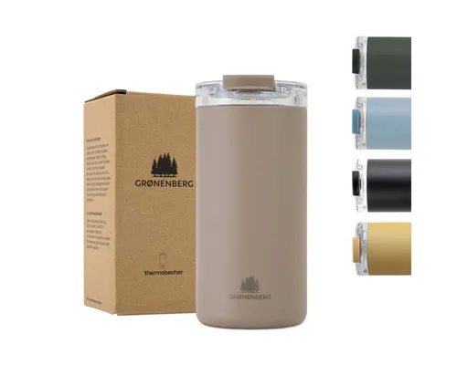 GRØNENBERG Thermobecher Kaffeebecher to go 473ml - Coffee to go Becher, 100% auslaufsicher und hält Getränke mindestens 4 Stunden warm – ideal für unterwegs!
