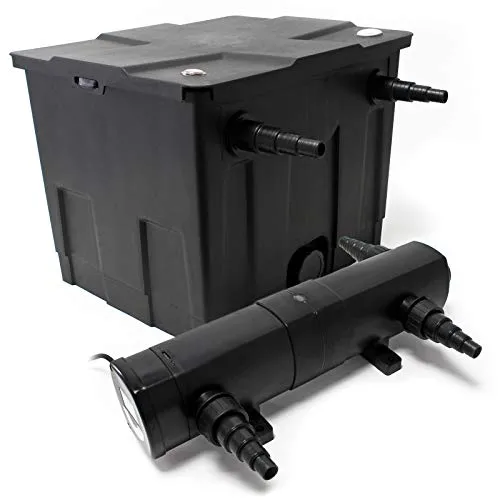 Wiltec Teichfilter Komplettset CBF-350 & CUV-236 - Gartendeko für Teiche bis 12.000 L, sorgt mit 36W UV-C Klärer für kristallklares Wasser und eine gesunde Teichumgebung bei minimaler Wartung.