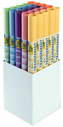 folia Transparentpapier 25 Rollen - 6-farbig - Sonstige, vielseitig einsetzbares Transparentpapier in 6 attraktiven Farben, ideal für kreative Bastelprojekte und zum Gestalten von Einladungen.