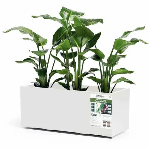 EURO3PLAST Kasten GREENER KEBE 100 cm weiß 315403 - Garten-Zubehör mit doppelten Wänden für hohe Widerstandsfähigkeit, integriertes Wasserreservoir und feststellbare Bodenrollen für optimale Pflanzenpflege.