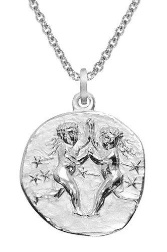 trendor Kette mit Anhänger Sternzeichen Zwillinge – 925 Silber - Kette mit kreativem Zwillinge-Anhänger aus 925 Sterlingsilber, anlaufgeschützt und rhodiniert. Ideal für Sternzeichen-Liebhaber, Durchmesser 20 mm.
