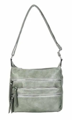 Damen Shopper Umhängetasche Kunstleder Mint V1 - Stylische Umhängetasche in mintgrün, ideal für den Alltag und Wochenendausflüge. Modernes Design mit hochwertigem Kunstleder und praktischen Fächern für optimale Organisation.